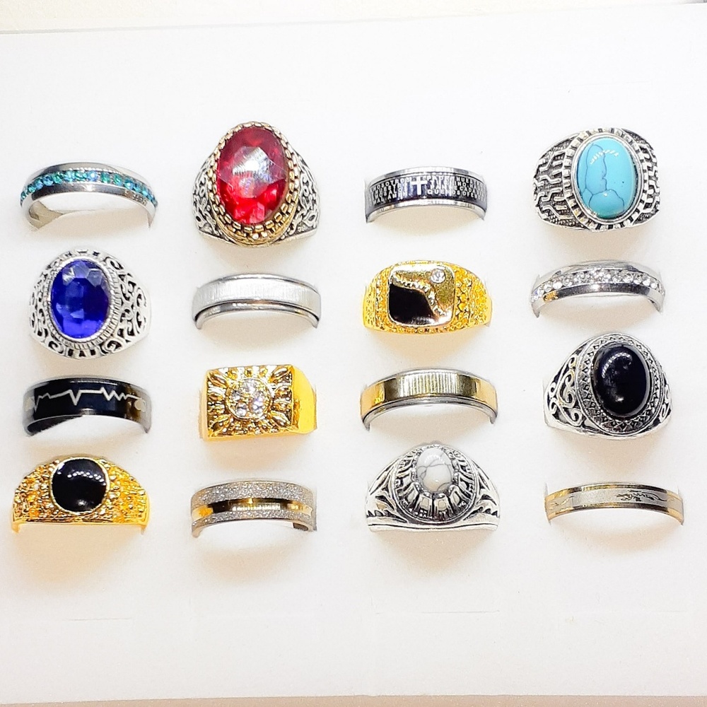 🎈12 Men's Wholesale Rings - Picture 4 of 4